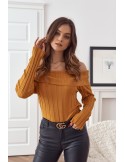 Short blouse with bare shoulders, mustard MP32763 - Online store - Boutique